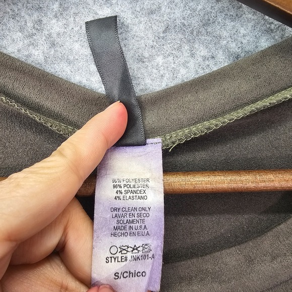 Long Sleeve Crop Top Womens Small Olive Green Stretch Y2K Grunge Baddie JnK USA - Picture 8 of 9